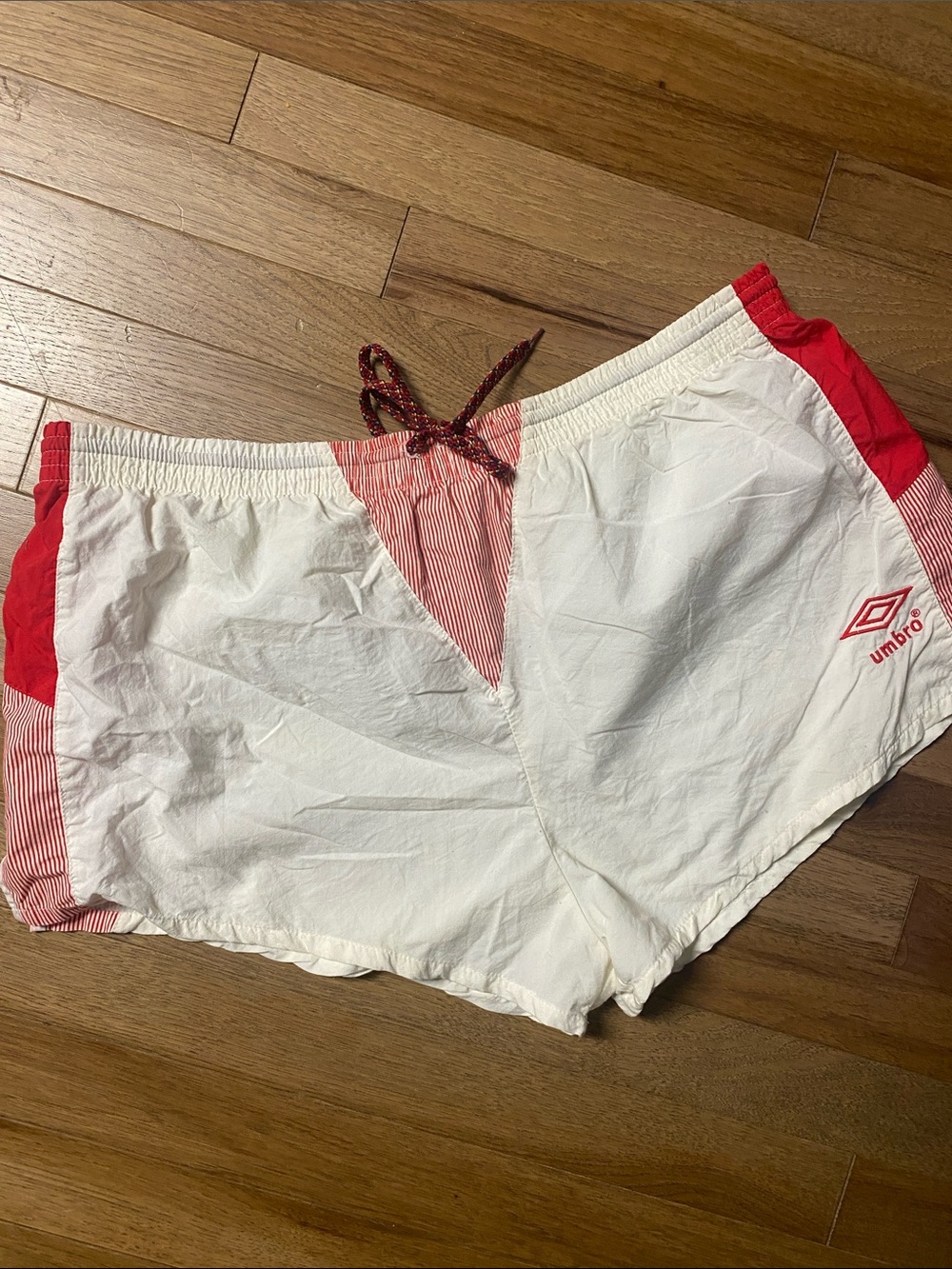 Umbro White Athletic Shorts with Red Accents 36waist